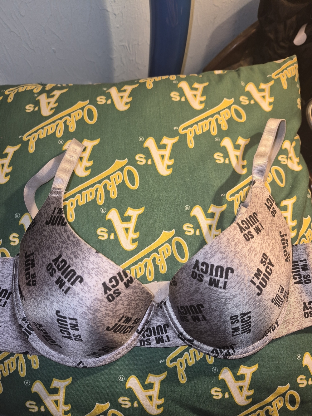 Juicy Couture Gray Logo Print T-Shirt Bra